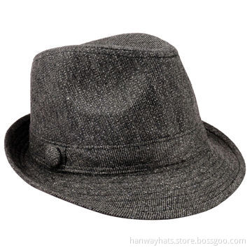 Pork-pie Men's Fedora Hat with Self Hat Band and Loop Trim